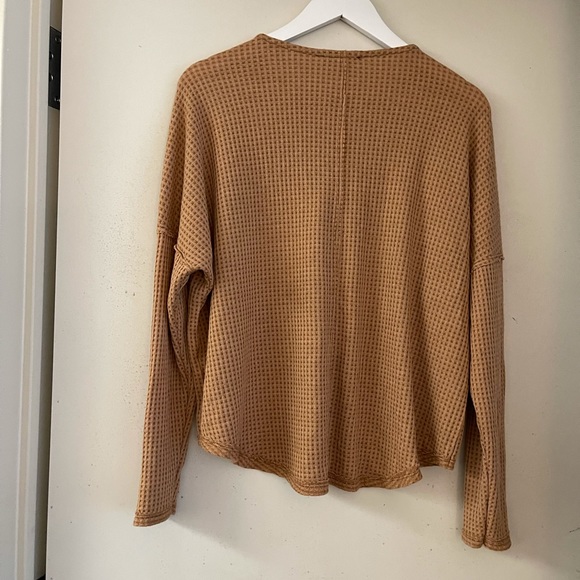 Waffle Knit Henley Long Sleeve T-Shirt - Picture 2 of 3